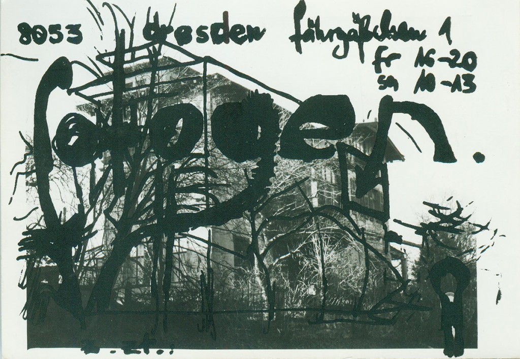 Postkarte der Galerie »fotogen«, Siebdruck über Fotografie, 1986