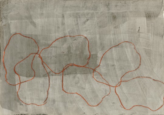 »Steine I-23«, 2008, Fettkreide, Tusche auf Papier, 420 × 600 mm