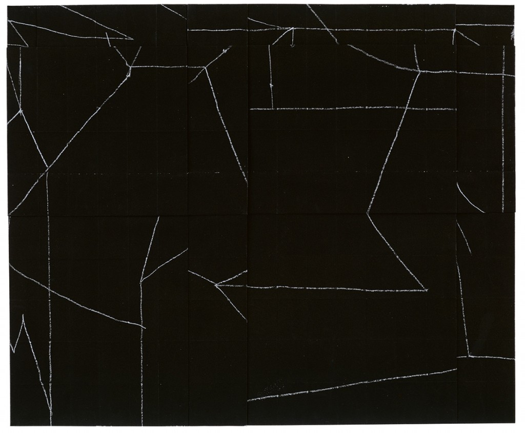 »o. T.«, 2013, Faltung, Kreide, Gouache, 44 × 52 cm