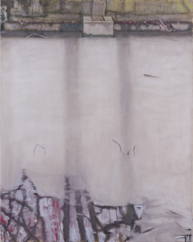 »Überlauf Nr. 24«, 2016, Öl auf Leinwand, 100 × 80 cm