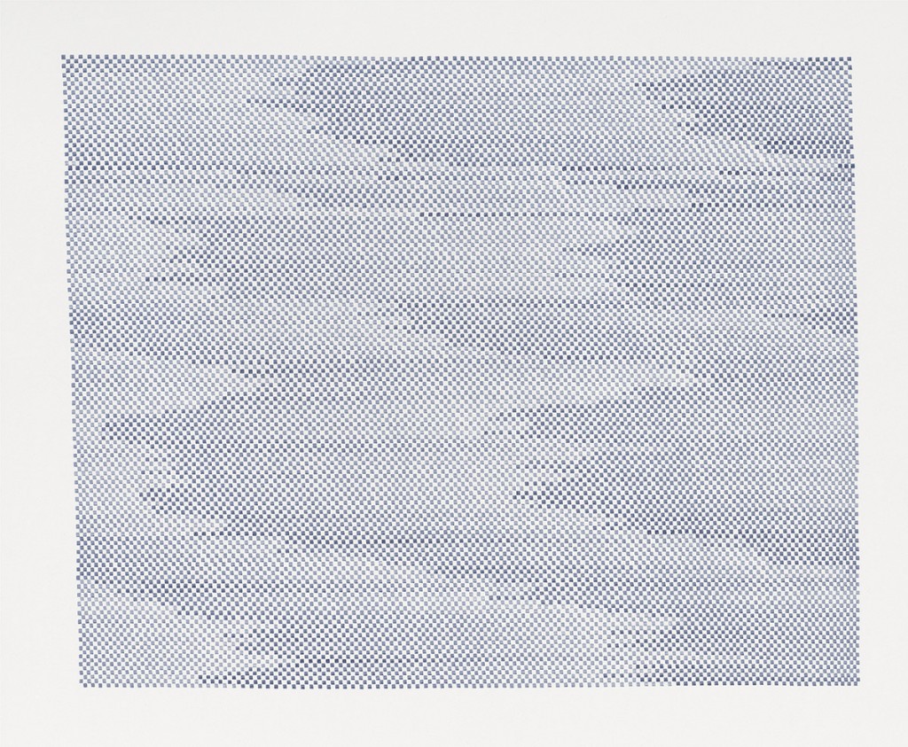 »o.T.«, 2015, indigoblaue Tusche auf Zeichenkarton, 41 × 50 cm