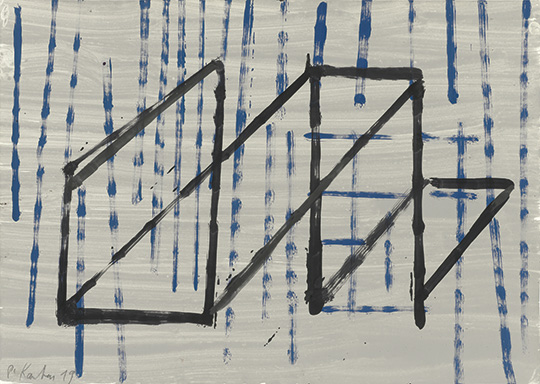 Gerüst, 2019, Acrylfarbe/Papier, 50 × 70 cm