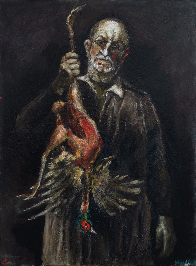 Selbst mit Fasan (nach Rembrandt) · 2016/18 · Öl auf Leinwand · 117 × 87 cm