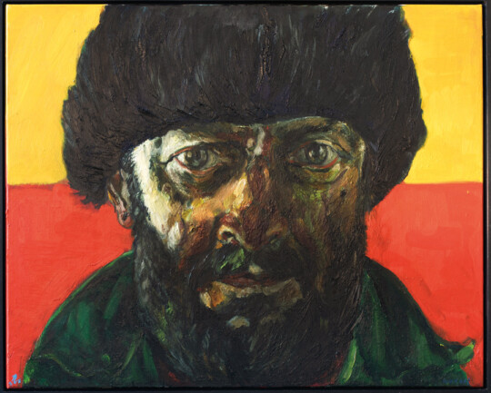Selbst mit Pelzmütze (nach van Gogh) · 2015 · Ölauf Leinwand · 80 × 100 cm